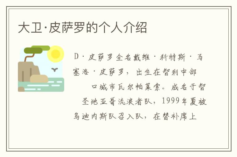 大卫·皮萨罗的个人介绍