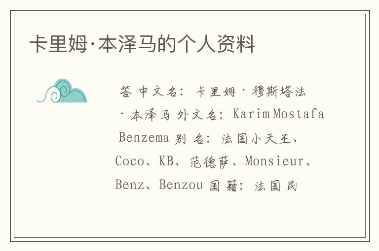 卡里姆·本泽马的个人资料