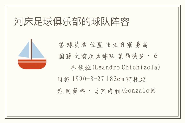 河床足球俱乐部的球队阵容