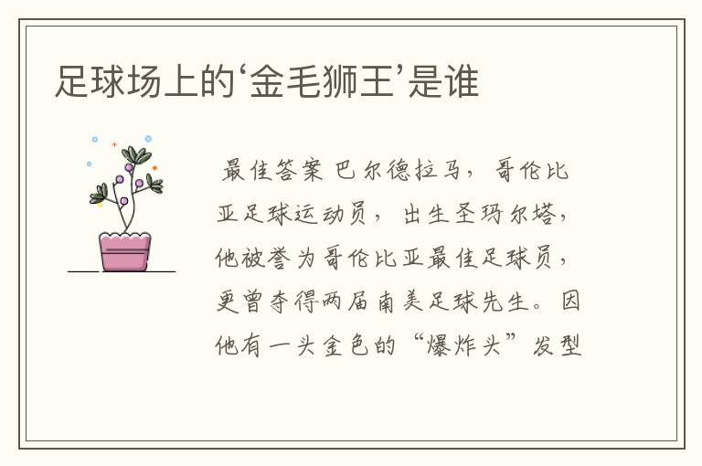 足球场上的‘金毛狮王’是谁