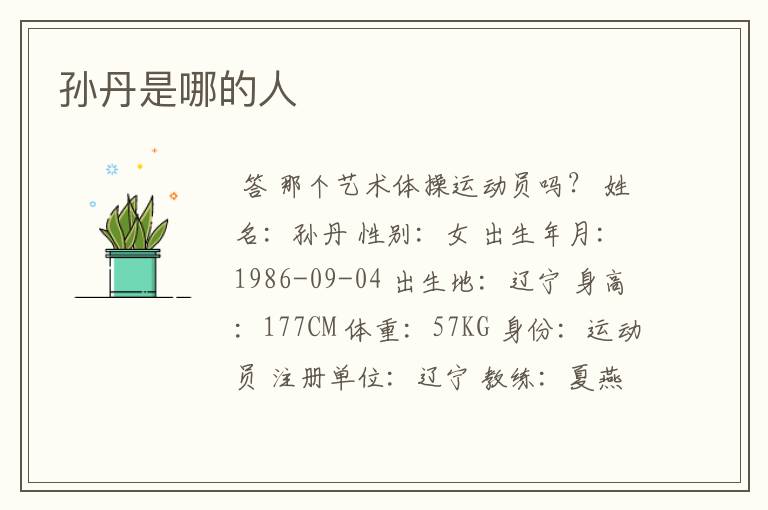 孙丹是哪的人