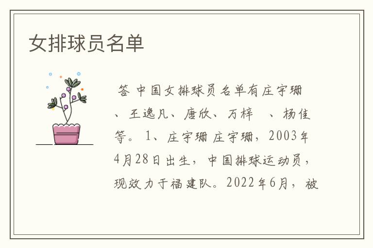 女排球员名单