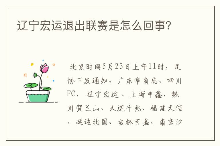 辽宁宏运退出联赛是怎么回事?