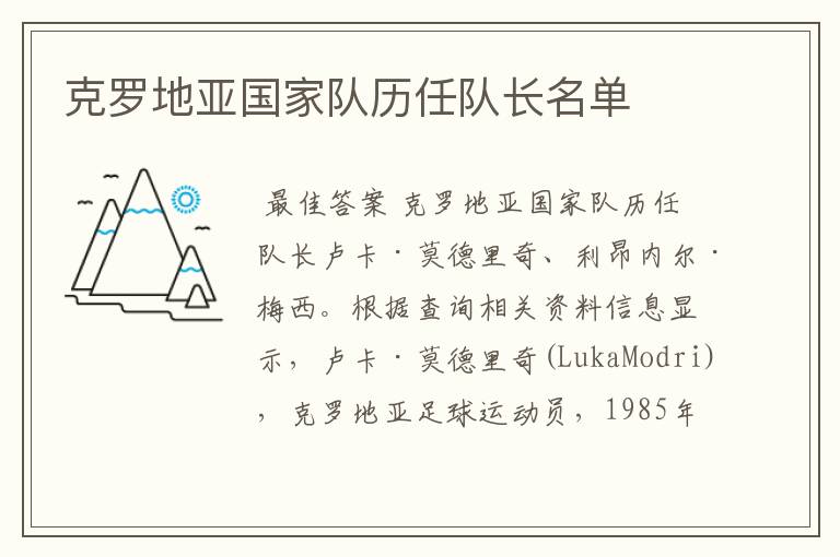 克罗地亚国家队历任队长名单
