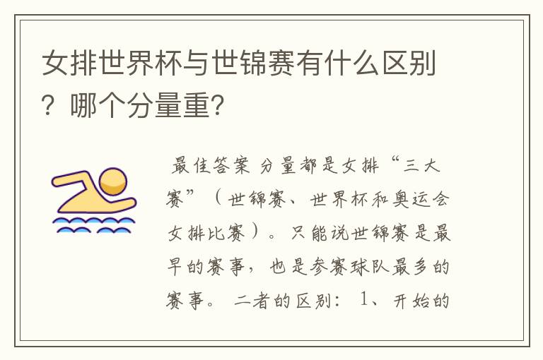 女排世界杯与世锦赛有什么区别?哪个分量重?