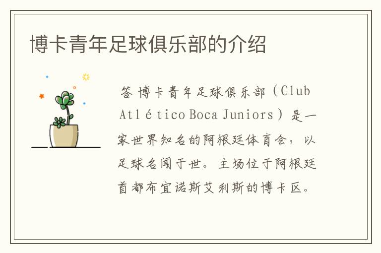 博卡青年足球俱乐部的介绍