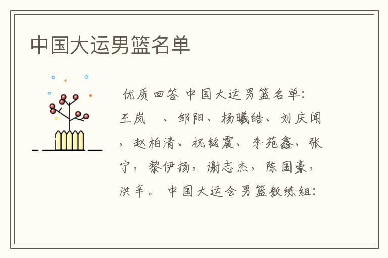 中国大运男篮名单