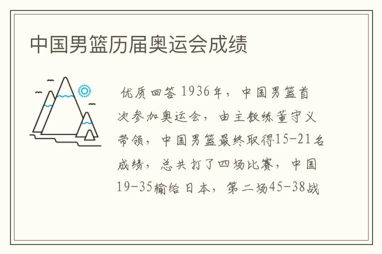 中国男篮历届奥运会成绩
