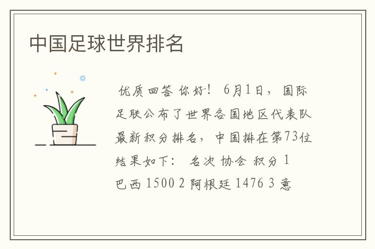 中国足球世界排名