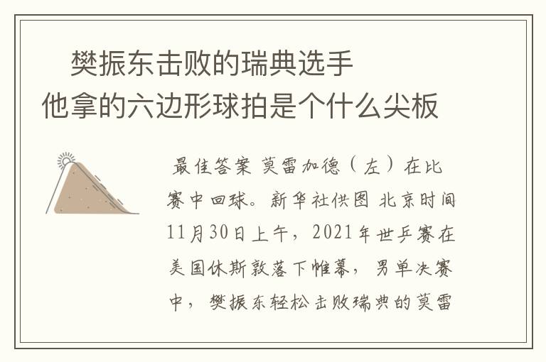​樊振东击败的瑞典选手 他拿的六边形球拍是个什么尖板眼？