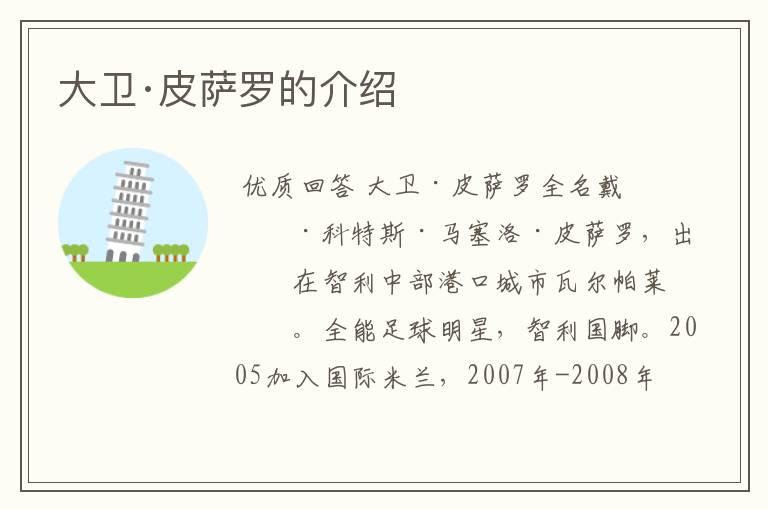 大卫·皮萨罗的介绍