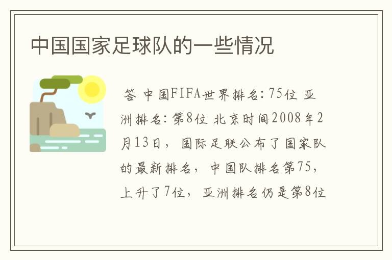 中国国家足球队的一些情况