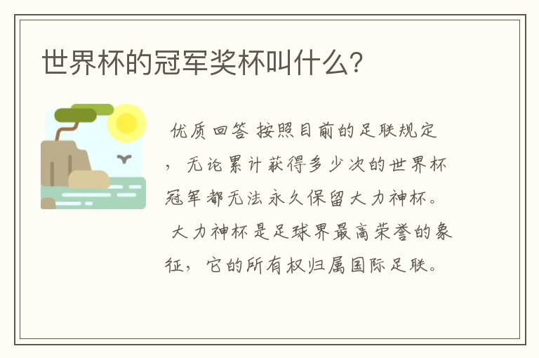 世界杯的冠军奖杯叫什么?