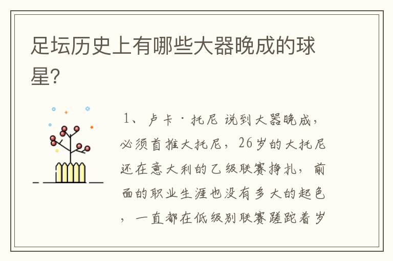 足坛历史上有哪些大器晚成的球星?