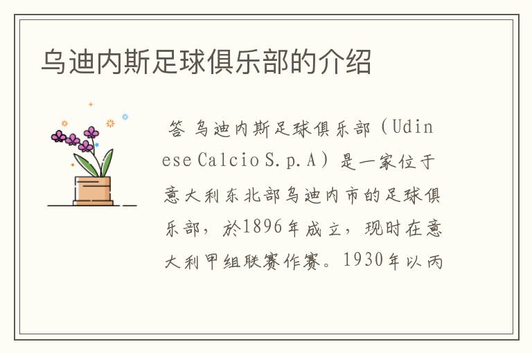 乌迪内斯足球俱乐部的介绍