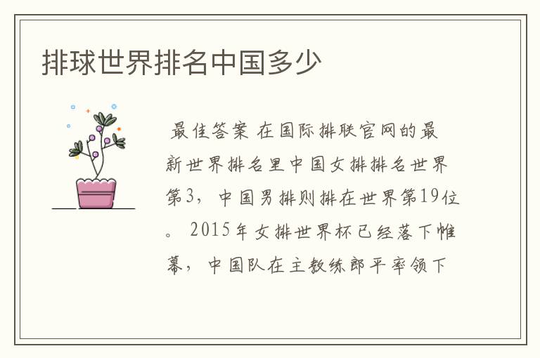 排球世界排名中国多少