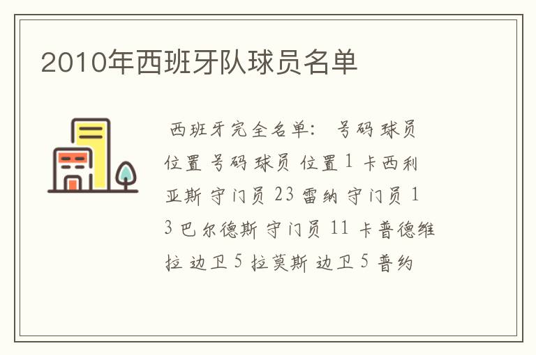 2010年西班牙队球员名单