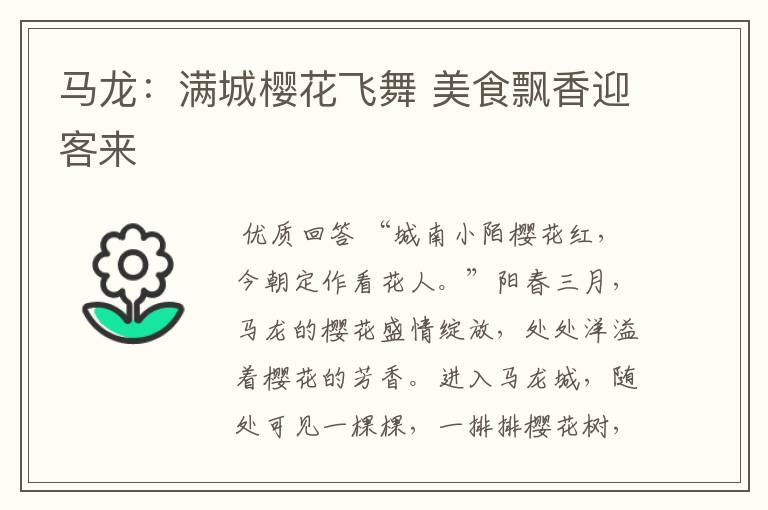 马龙:满城樱花飞舞 美食飘香迎客来