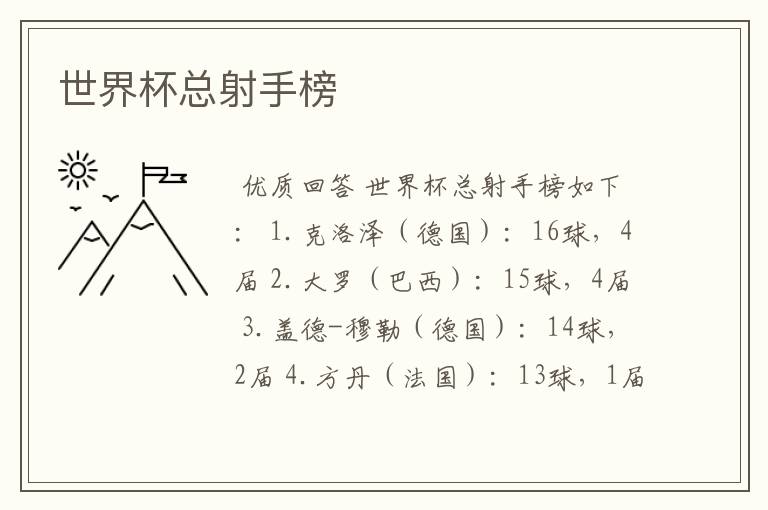 世界杯总射手榜