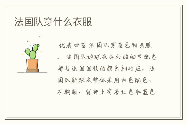法国队穿什么衣服