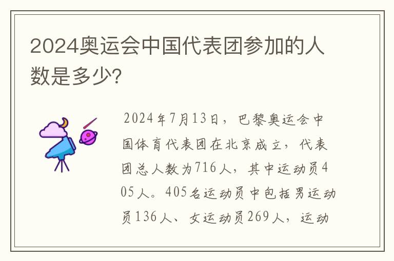 2024奥运会中国代表团参加的人数是多少?