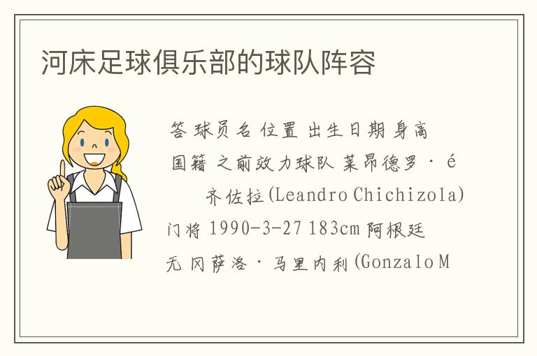 河床足球俱乐部的球队阵容
