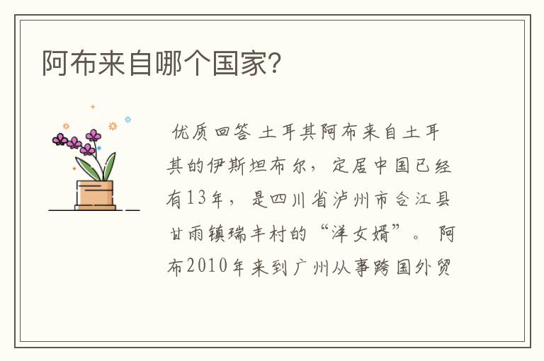 阿布来自哪个国家?
