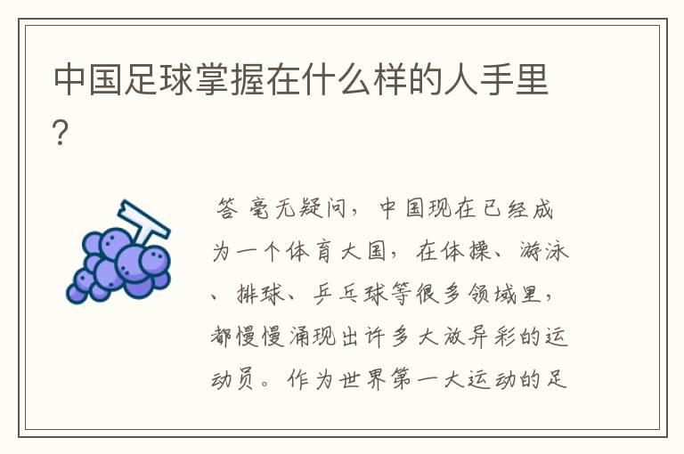 中国足球掌握在什么样的人手里?