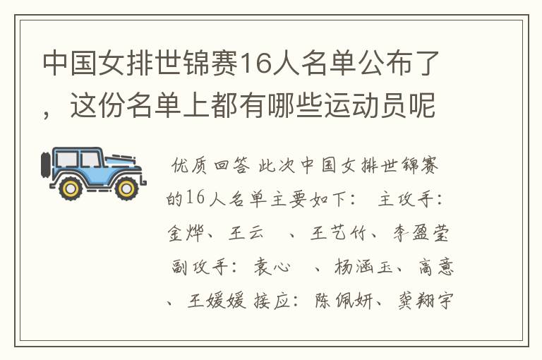 中国女排世锦赛16人名单公布了,这份名单上都有哪些运动员呢?