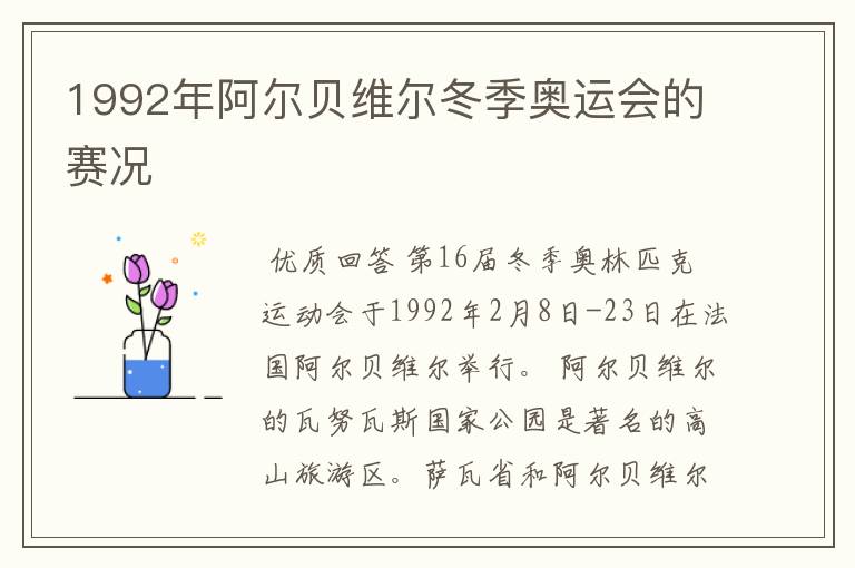 1992年阿尔贝维尔冬季奥运会的赛况