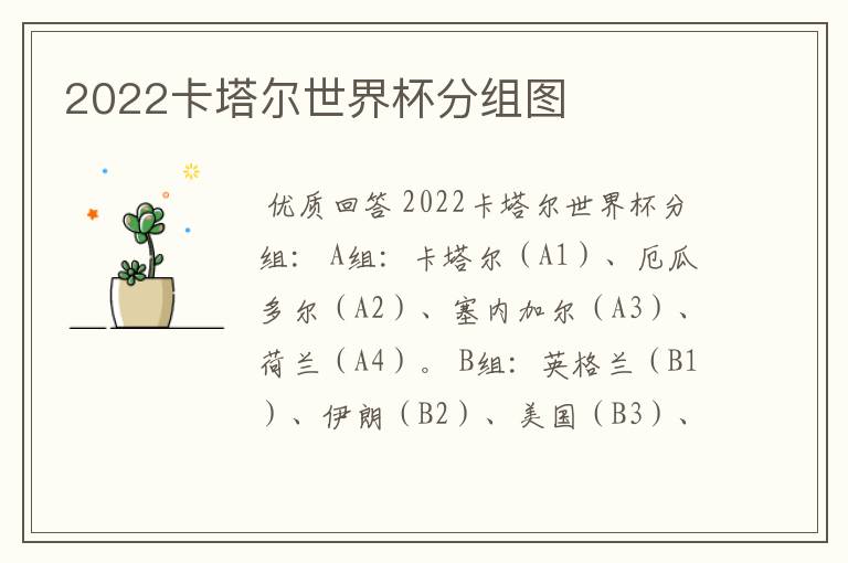2022卡塔尔世界杯分组图