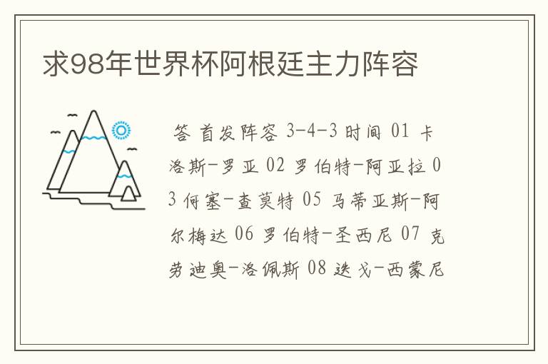 求98年世界杯阿根廷主力阵容
