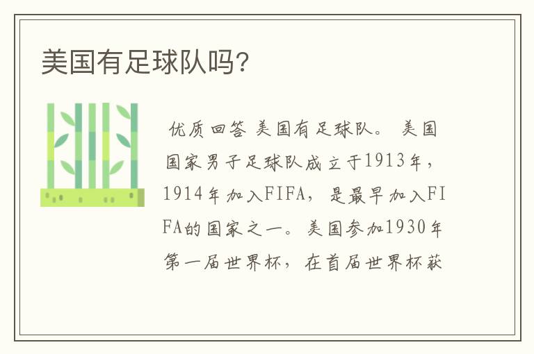 美国有足球队吗?