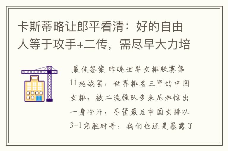 卡斯蒂略让郎平看清：好的自由人等于攻手+二传，需尽早大力培养