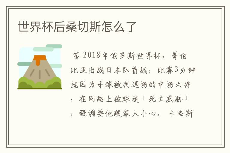 世界杯后桑切斯怎么了
