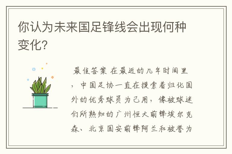 你认为未来国足锋线会出现何种变化？