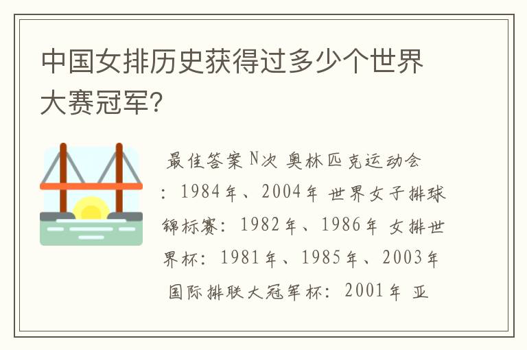 中国女排历史获得过多少个世界大赛冠军?
