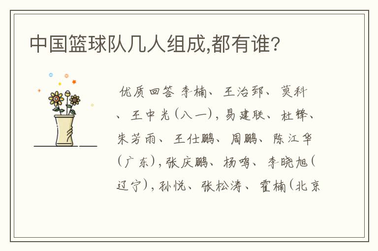 中国篮球队几人组成,都有谁?