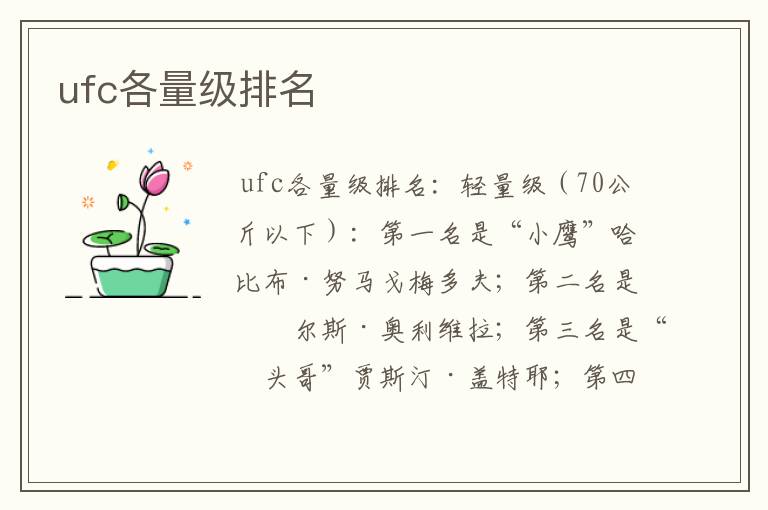 ufc各量级排名