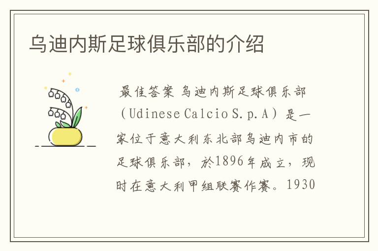 乌迪内斯足球俱乐部的介绍