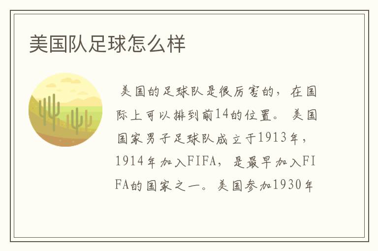美国队足球怎么样