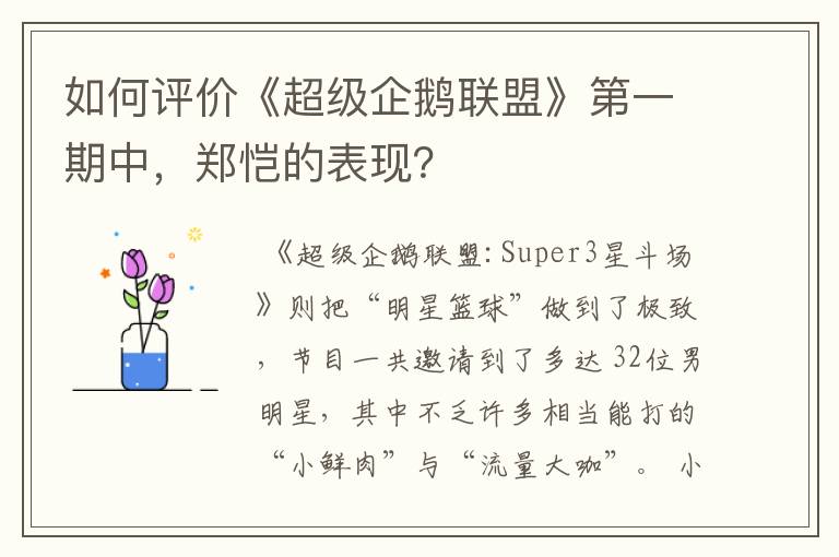 如何评价《超级企鹅联盟》第一期中,郑恺的表现?