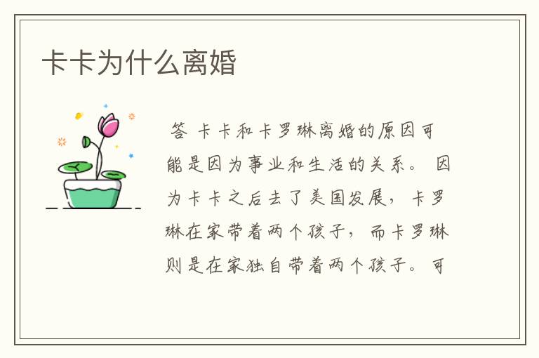 卡卡为什么离婚