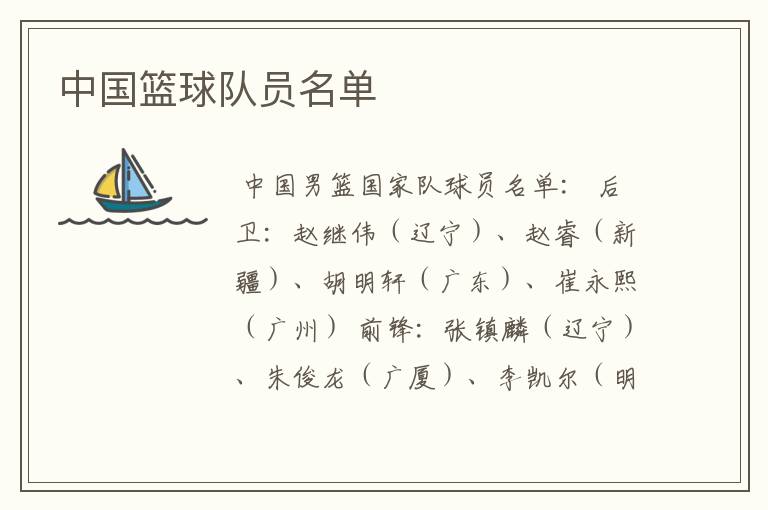 中国篮球队员名单