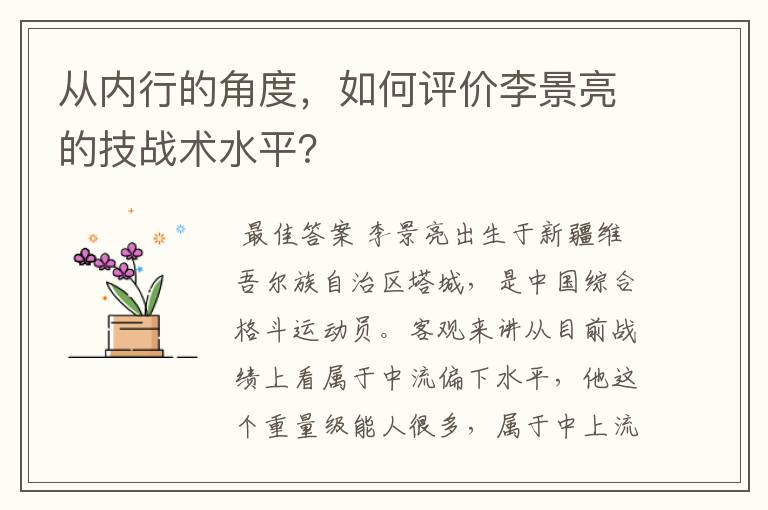 从内行的角度,如何评价李景亮的技战术水平?