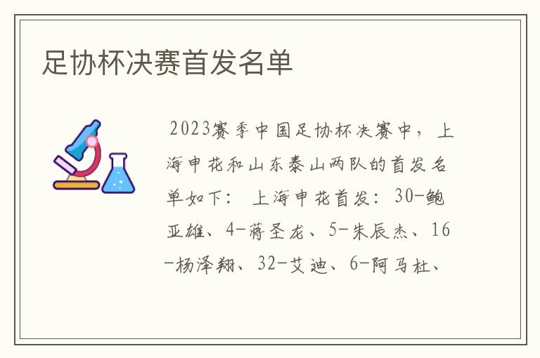 足协杯决赛首发名单