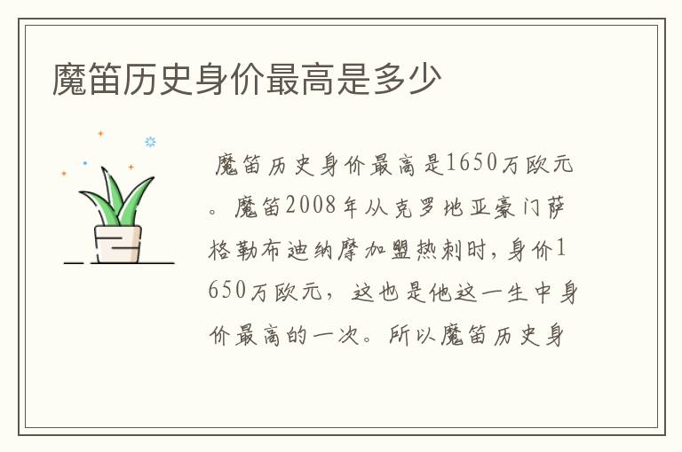 魔笛历史身价最高是多少