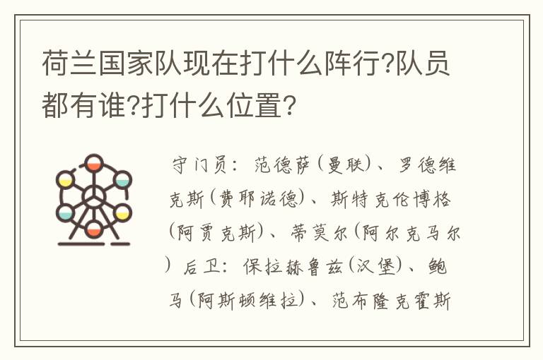 荷兰国家队现在打什么阵行?队员都有谁?打什么位置?
