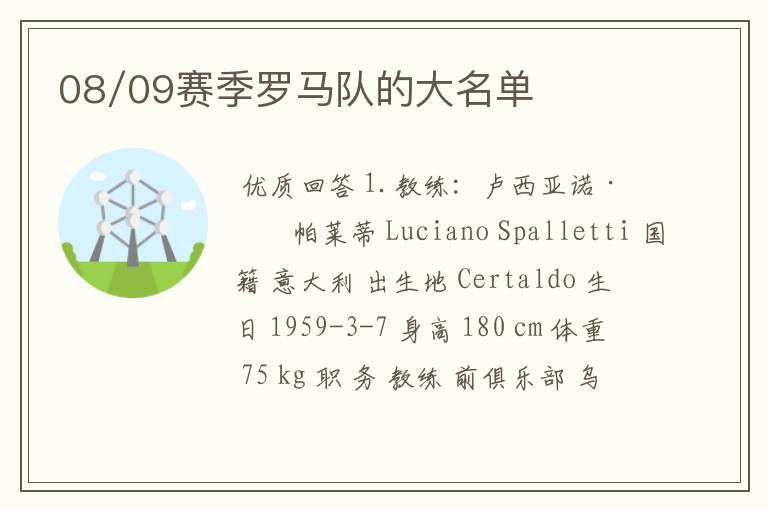 08/09赛季罗马队的大名单