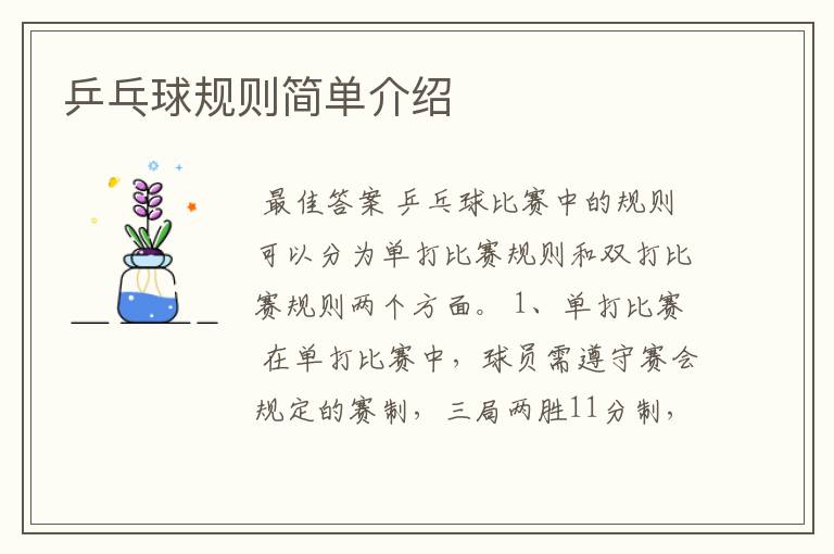 乒乓球规则简单介绍
